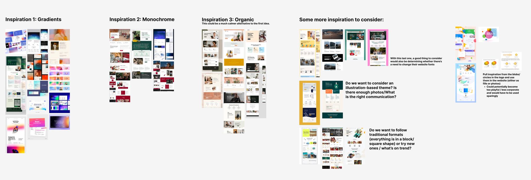 Nenos website inspiration board